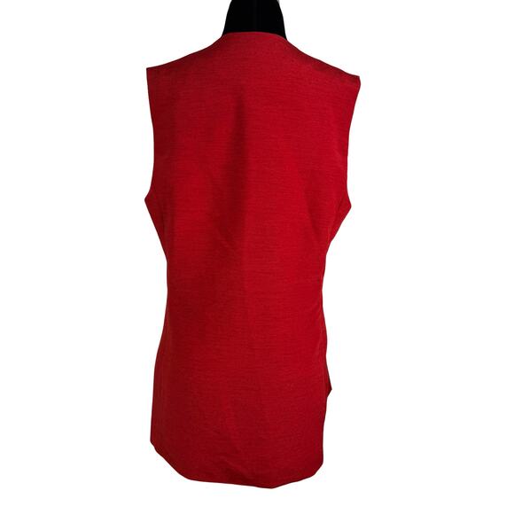 Vintage 90s Tailored Texture: Red Linen Blend Longline Vest - Quiet Confidence! - Picture 5 of 16